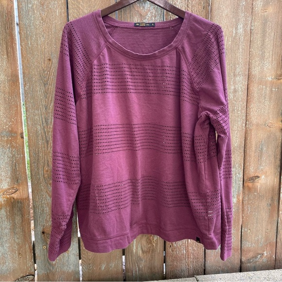 ENERGY ZONE Women's Plum Perforated Stripe Long Sleeve Top Size 3X - Picture 1 of 9